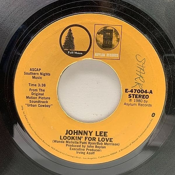 レコードメイン画像：	 USオリジナル 7インチ JOHNNY LEE / EAGLES Lookin' For Love / Lyin' Eyes ('80 Asylum) イーグルス 映画 アーバン・カウボーイ 45RPM.