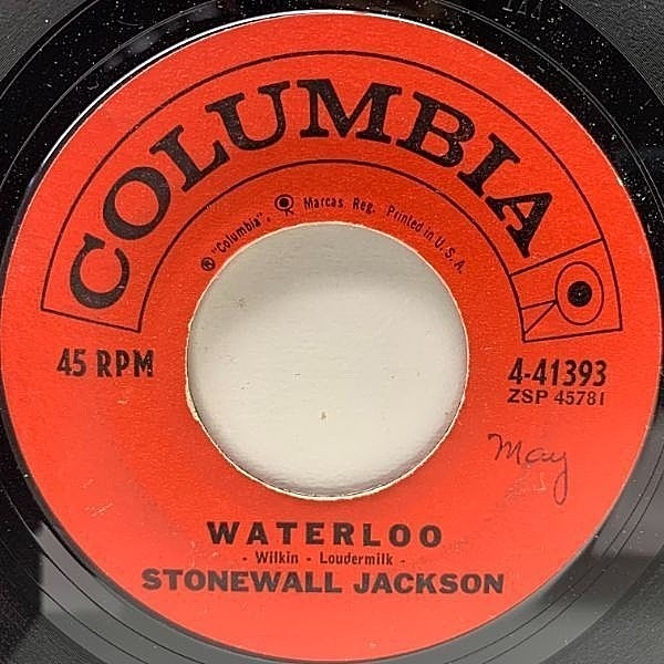 レコードメイン画像：USオリジナル 7インチ STONEWALL JACKSON Waterloo / Smoke Along The Track ('59 Columbia) カントリー 45RPM.