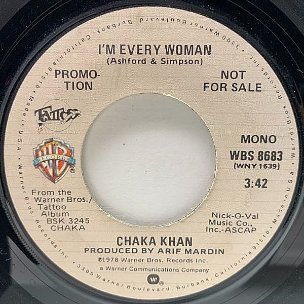 レコードメイン画像：【MONO/STEREO 両ヴァージョン収録】プロモ USオリジナル 7インチ CHAKA KHAN I'm Every Woman ('78 Warner Bros) 不朽のダンクラ 45RPM.