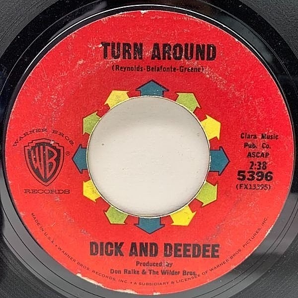 レコードメイン画像：USオリジナル 7インチ DICK and DEE DEE Turn Around ('63 Warner Bros) ディック&ディーディー 45RPM.