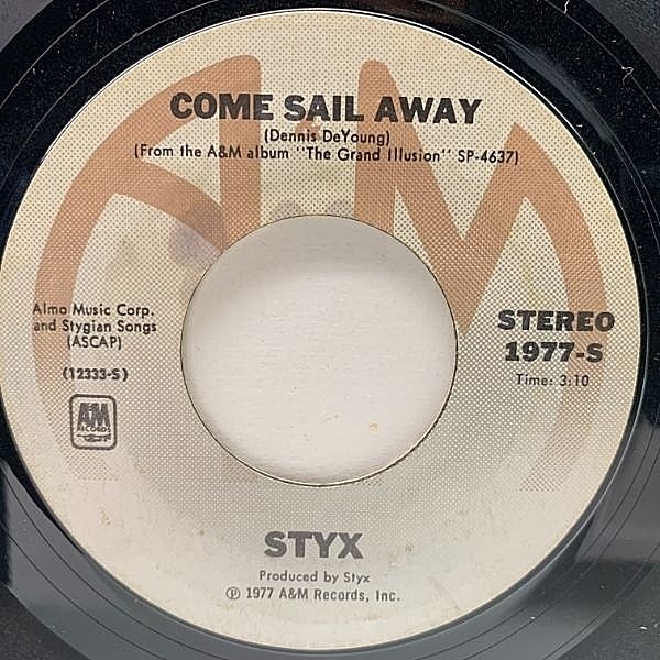レコードメイン画像：USオリジナル 7インチ STYX Come Sail Away ('77 A&M) スティクス プログレ・ハード・ロック 45RPM.