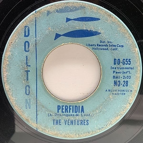 レコードメイン画像：【ガレージ・サーフ・ロック】USオリジナル 7インチ VENTURES Perfidia / No Trespassing ('60 Dolton) ベンチャーズ 45RPM.