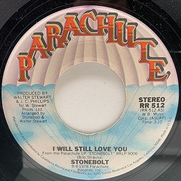 レコードメイン画像：【良質AORメローチューン】USオリジナル 7インチ STONEBOLT I Will Still Love You / Stay In Line ('78 Parachute) ストーンボルト 45RPM.