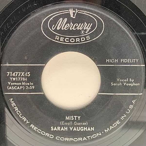 レコードメイン画像：名曲 Misty【w/ Zoot Sims, Ronnel Bright, Kenny Clarke】EP オリジナル SARAH VAUGHAN c/w Broken-Hearted Melody ('59 Mercury) 45RPM