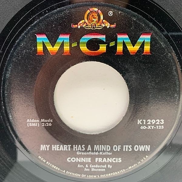 レコードメイン画像：USオリジナル 7インチ CONNIE FRANCIS My Heart Has A Mind Of Its Own ('60 MGM) コニー・フランシス 私の心 45RPM.