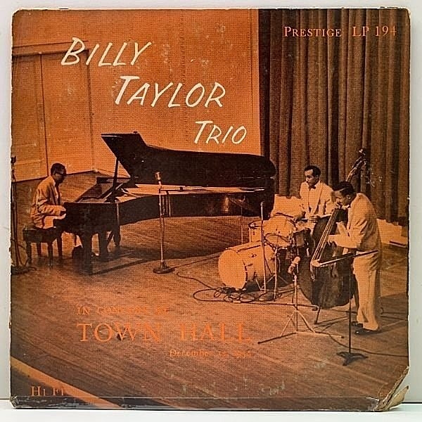 レコードメイン画像：10インチ 原盤 FLAT 手書きRVG 耳 USオリジナル BILLY TAYLOR TRIO In Concert At Town Hall (Prestige 194) w/ Earl May, Percy Brice