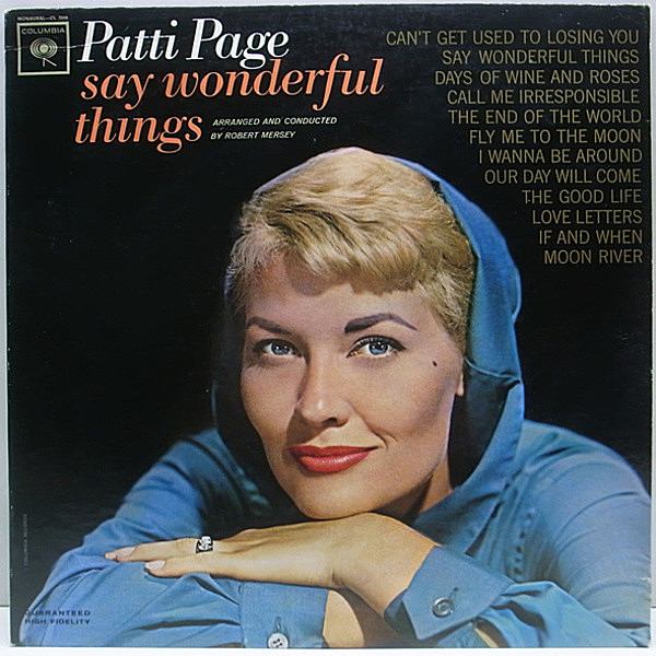 レコードメイン画像：美品  MONO 初版GUARANTEED 2eye USオリジナル PATTI PAGE Say Wonderful Things (Columbia CL 2049) モノラル LP