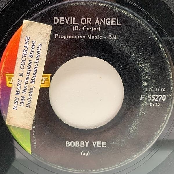 レコードメイン画像：USオリジナル 7インチ BOBBY VEE Devil Or Angel / Since I Met You Baby ('60 Liberty) R&B定番曲 ボビー・ヴィー 45RPM.