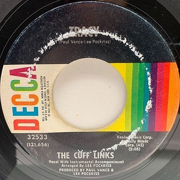 レコードメイン画像：【SOFT ROCK名曲】USオリジナル 7インチ CUFF LINKS Tracy ('69 Decca) カフ・リンクス 45RPM.