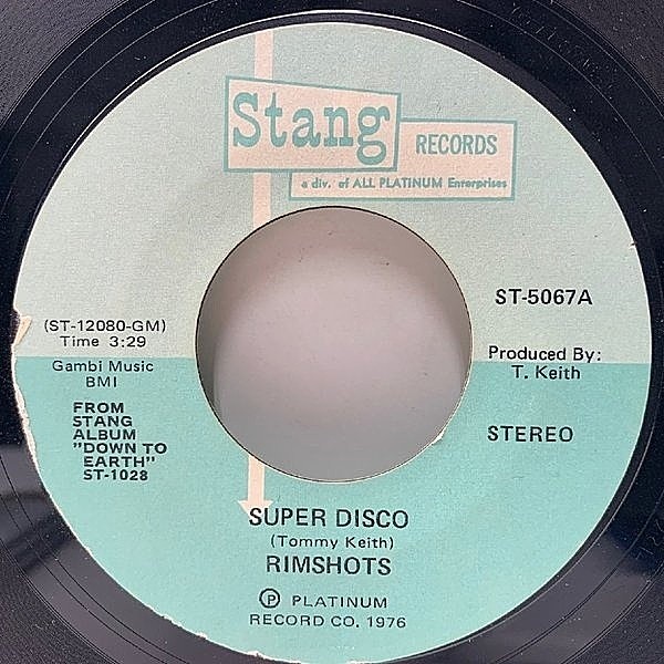 レコードメイン画像：良好!! 7'' USオリジナル RIMSHOTS Super Disco / Groove Bus ('76 Stang) Down To Earthからのナイス・カップリング 45RPM