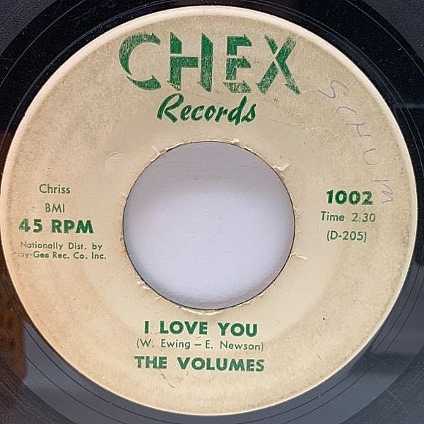レコードメイン画像：USオリジナル 7インチ VOLUMES I Love You / Dreams ('62 Chex) DOO-WOP ヴォリュームス 45RPM.