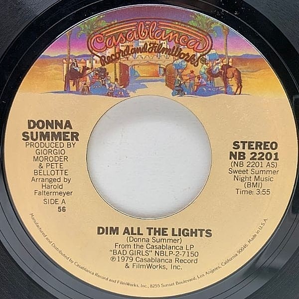 レコードメイン画像：美盤!! USオリジナル 7インチ DONNA SUMMER Dim All The Lights ('79 Casablanca) ドナ・サマー 華麗なる誘惑 45RPM.