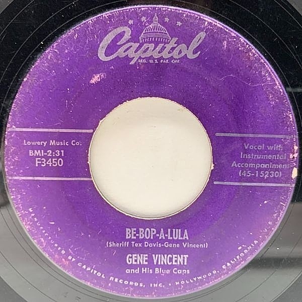 レコードメイン画像：USオリジナル 7インチ GENE VINCENT AND THE BLUE CAPS Be-Bop-A-Lula / Woman Love ('56 Capitol) ジーン・ヴィンセント 45RPM.