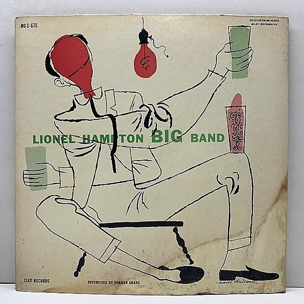 レコードメイン画像：Clef オリジナル MONO 黒ツヤ 深溝 LIONEL HAMPTON Big Band (MG C-670) DSMアート David Stone Martin ※ジャケ・ダメージ