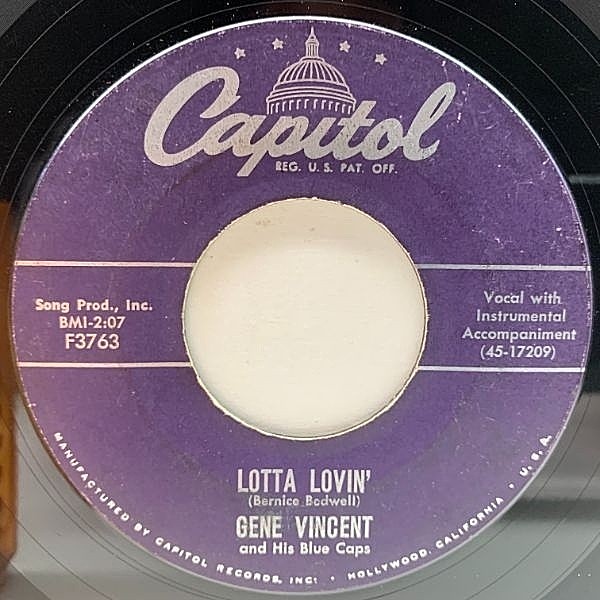 レコードメイン画像：USオリジナル 7インチ GENE VINCENT AND THE BLUE CAPS Lotta Lovin' / Wear My Ring ('57 Capitol) ROCKABILLY ジーン・ヴィンセント