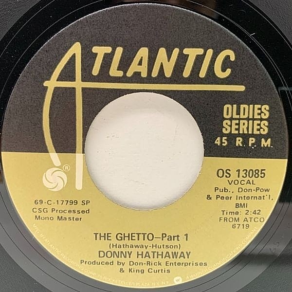 レコードメイン画像：美盤!! USプレス 7インチ DONNY HATHAWAY The Ghetto (Atlantic) ニューソウル 名曲 ダニー・ハサウェイ 45RPM.