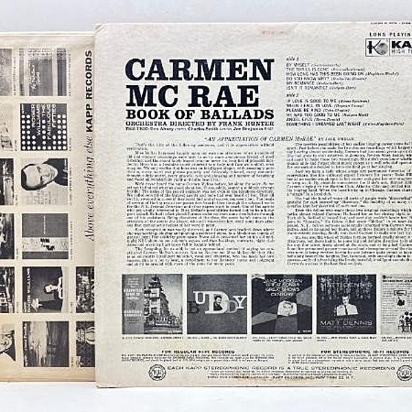 CARMEN McRAE / Book Of Ballads (LP) / Kapp | WAXPEND RECORDS