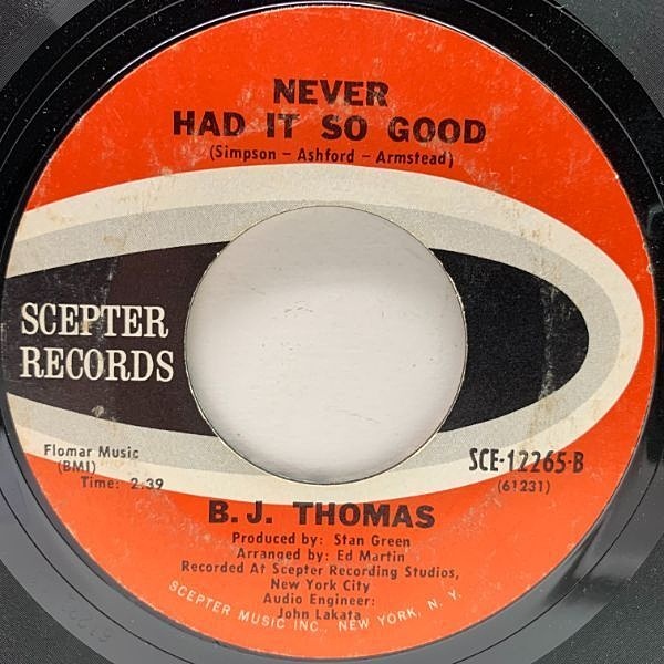 B.J. THOMAS / Raindrops Keep Fallin' On My Head (7