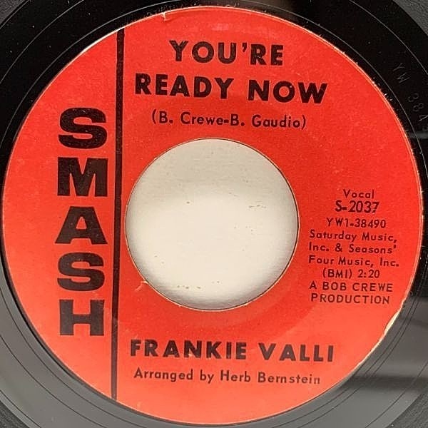 レコードメイン画像：USオリジナル 7インチ FRANKIE VALLI You're Ready Now / Cry For Me ('66 Smash) NORTHERN SOUL TOP 500 掲載 ノーザンソウル モッズ