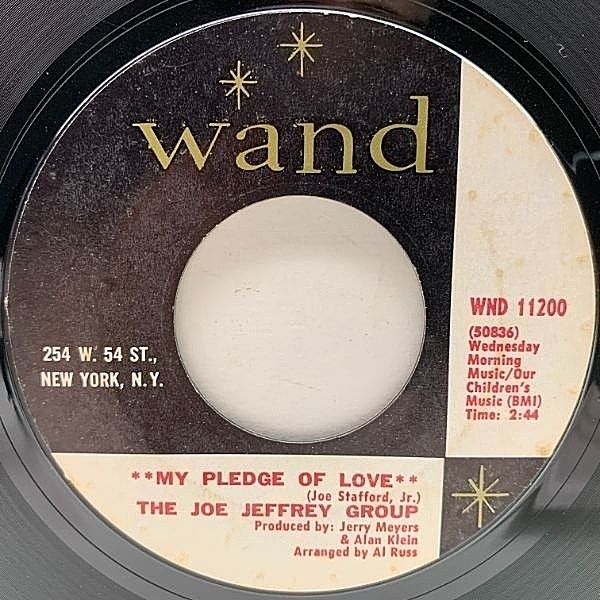レコードメイン画像：USオリジナル 7インチ JOE JEFFREY GROUP My Pledge Of Love / Margie ('69 Wand) ジョー・スタッフォード 45RPM.