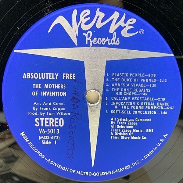 フランク・ザッパ　レコード MOTHERS OF INVENTION / Absolutely Free (LP) / Verve
