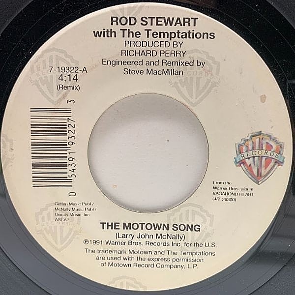 レコードメイン画像：【ロッド・スチュワートによるR&B賛歌!!】USオリジナル 7インチ ROD STEWART / TEMPTATIONS The Motown Song ('91 Warner Bros) 45RPM.