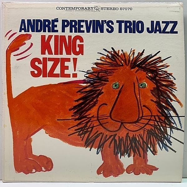 レコードメイン画像：美盤!綺麗な音質! Stereo 黒ツヤ 深溝 USオリジナル ANDRE PREVIN King Size! (Contemporary S7570) ピアノトリオ傑作盤 ライオン・ジャケ