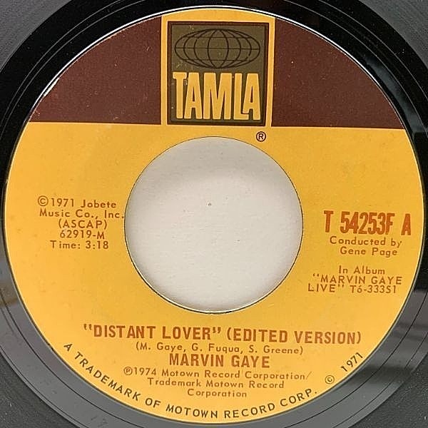 レコードメイン画像：USオリジナル 7インチ MARVIN GAYE Distant Lover / Trouble Man ('74 Tamla) マーヴィン・ゲイ 熱狂のライブ録音 45RPM.