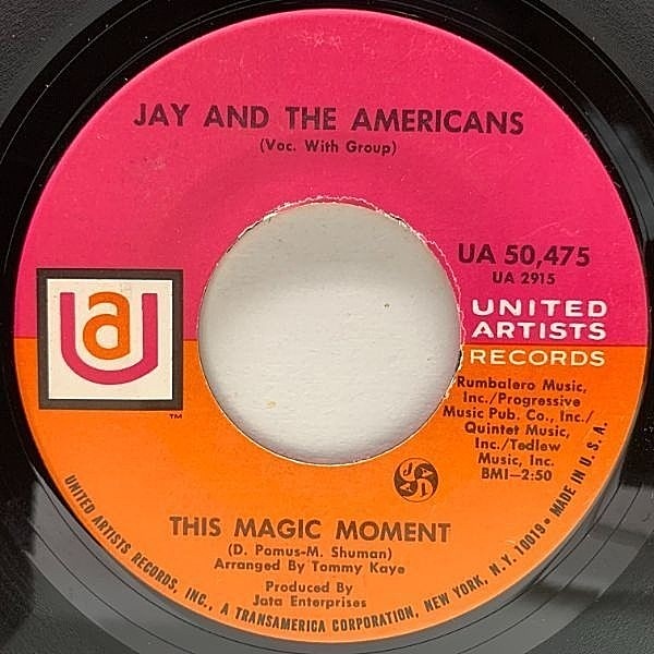 レコードメイン画像：USオリジナル 7インチ JAY AND THE AMERICANS This Magic Moment ('68 United Artists) DOO-WOP名曲カヴァー 45RPM.