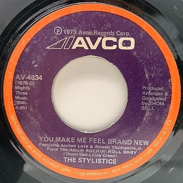 レコードメイン画像：USオリジナル 7インチ STYLISTICS You Make Me Feel Brand New ('73 Avco) MELLOW SOUL CLASSICS 山下達郎 45RPM.