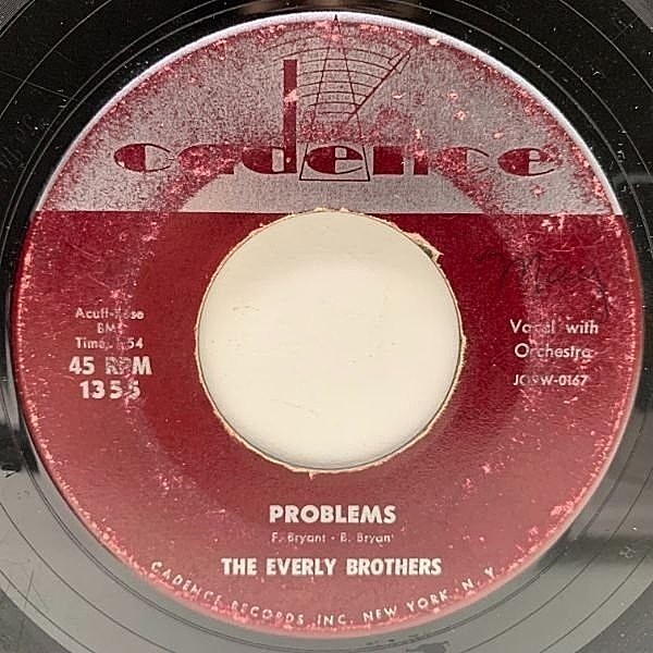 レコードメイン画像：【R&R時代最高の兄弟デュオ】USオリジナル 7インチ EVERLY BROTHERS Problems / Love Of My Life ('58 Cadence) エヴァリー・ブラザース