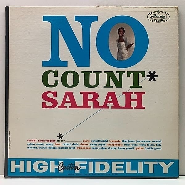 レコードメイン画像：レアな美盤!! MONO 黒銀ラベ 深溝 コーティング SARAH VAUGHAN No Count Sarah (Mercury) カウント・ベイシー(抜き)楽団との好演