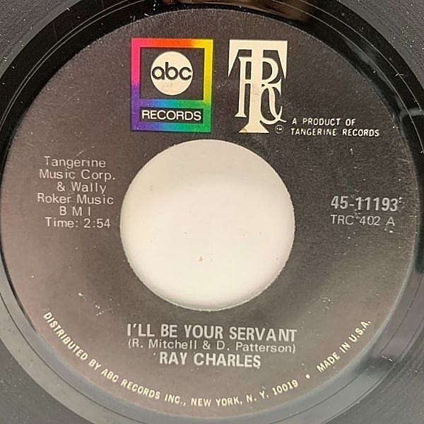 レコードメイン画像：USオリジナル 7インチ RAY CHARLES I'll Be Your Servant ('69 ABC) レイ・チャールズ 45RPM.