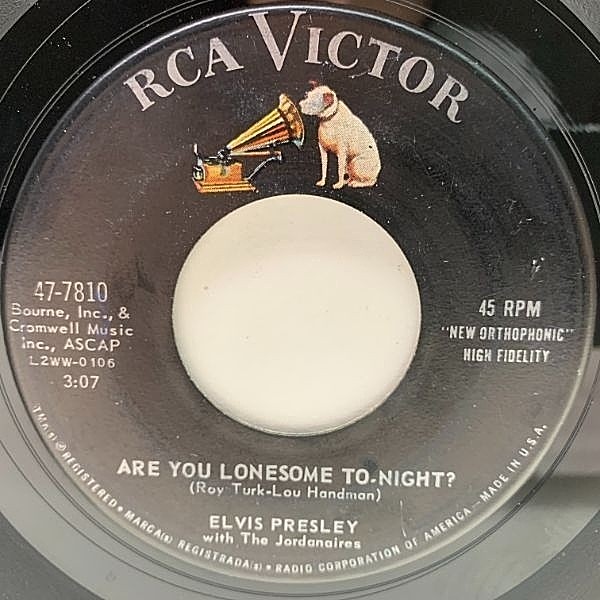 レコードメイン画像：USオリジナル 7インチ ELVIS PRESLEY Are You Lonesome To-Night? ('60 RCA Victor) エルヴィス・プレスリー 今夜はひとりかい? 45RPM.