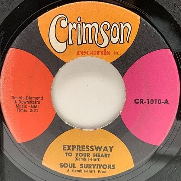 レコードメイン画像：【サイケ調のブルー・アイド・ソウル傑作】USオリジナル 7インチ SOUL SURVIVORS Expressway To Your Heart ('67 Crimson) 45RPM. 