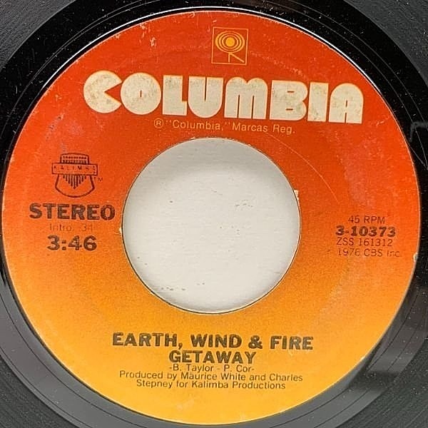 レコードメイン画像：【w/ Instrumental】7インチ USオリジナル EARTH WIND & FIRE Getaway ('76 Columbia) NAS Live Now サンプリング 45RPM. 