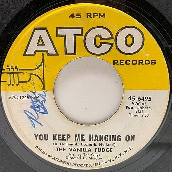 レコードメイン画像：【60's PSYCHEDELIC CLASSICS】USオリジナル 7インチ VANILLA FUDGE You Keep Me Hanging On ('67 ATCO) ヴァニラ・ファッジ 45RPM.