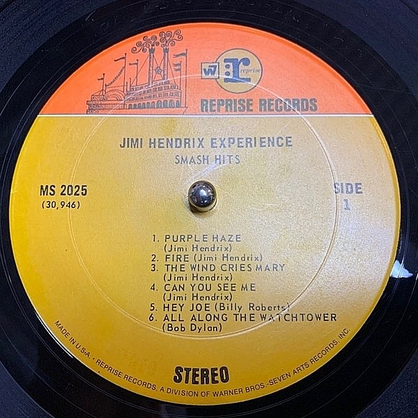 レコードメイン画像：概ね良好!! 初版 2色ラベ USオリジナル JIMI HENDRIX Smash Hits ('68 Reprise) 米 初回 ※ジャケ無し 盤のみ 条件の合う方はぜひ