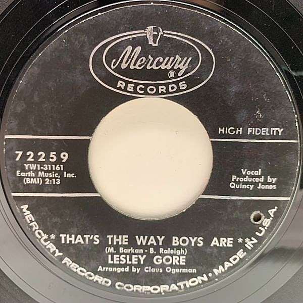レコードメイン画像：USオリジナル 7インチ LESLEY GORE That's The Way Boys Are ('64 Mercury) Quincy Jones Prod. キュートなロリータボイスのガールズポップ