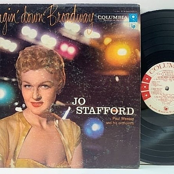 レコードメイン画像：白プロモ 良好盤!! 1Aマト MONO 6eye 深溝 USオリジ JO STAFFORD Swingin' Down Broadway (Columbia) ジャズスタンダードを披露した名作