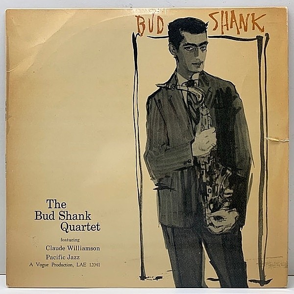 レコードメイン画像：レアな良好盤!! FLAT, MONO UKオリジ BUD SHANK QUARTET Featuring CLAUDE WILLIAMSON『イラストのシャンク』代表作 FBコーティング