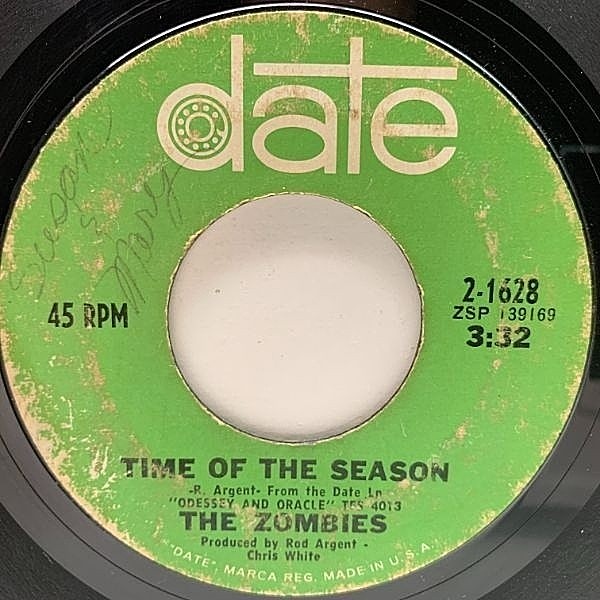 レコードメイン画像：USオリジナル 7インチ ZOMBIES Time Of The Season ('68 Date) ゾンビーズ ふたりのシーズン 45RPM.