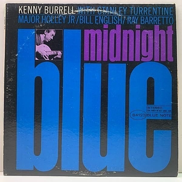 レコードメイン画像：良好!! VANGELDER刻印 米プレス KENNY BURRELL Midnight Blue (Blue Note BST 84123) w/ STANLEY TURRENTENE US Early 70s 音符ラベ