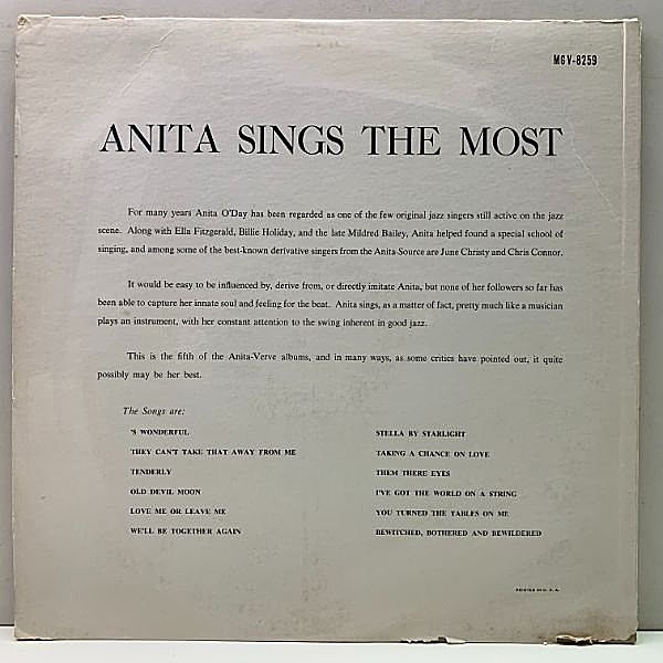 ANITA O'DAY / Anita Sings The Most (LP) / Verve | WAXPEND RECORDS