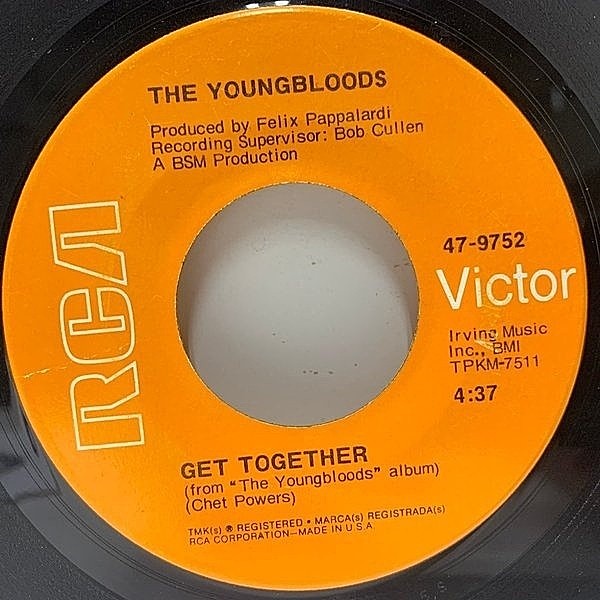 レコードメイン画像：稀少 7'' USオリジ YOUNGBLOODS Get Together / Beautiful ('69 RCA) JESSE COLIN YOUNG ヤングブラッズ SSW, FOLK ROCK, PSYCH