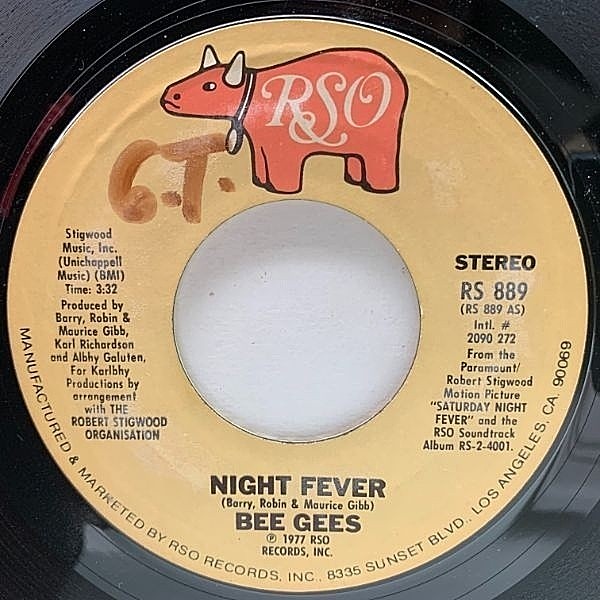 レコードメイン画像：USオリジナル 7インチ BEE GEES Night Fever / Down The Road ('78 RSO) ビージーズ サタデー・ナイト・フィーバー 45RPM.
