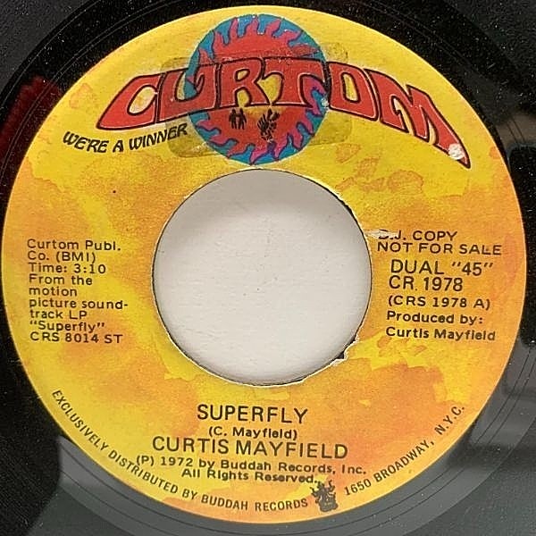 レコードメイン画像：プロモ DJ Copy USオリジナル 7インチ CURTIS MAYFIELD Superfly ('72 Curtom) カーティス・メイフィールド／スーパーフライ 45RPM.