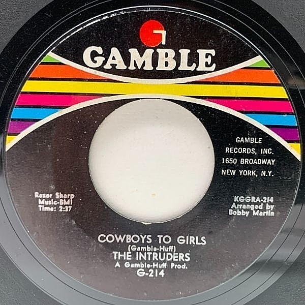 レコードメイン画像：【スウィートなフィリーソウル名曲】USオリジナル 7インチ INTRUDERS Cowboys To Girls / Turn The Hands Of Time ('68 Gamble) 45RPM.