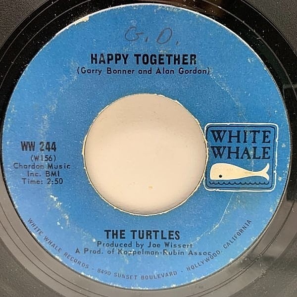 レコードメイン画像：USオリジナル 7インチ TURTLES Happy Together ('67 White Whale) タートルズ 45RPM.