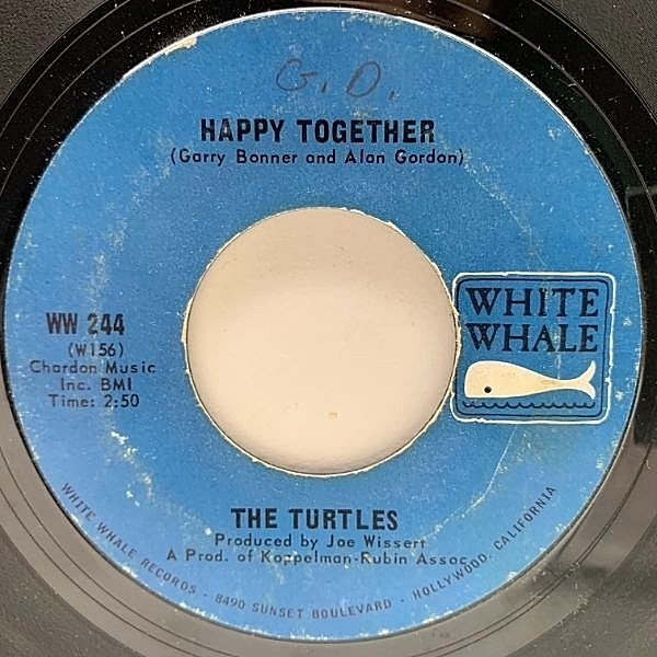 レコードメイン画像：USオリジナル 7インチ TURTLES Happy Together ('67 White Whale) タートルズ 45RPM.